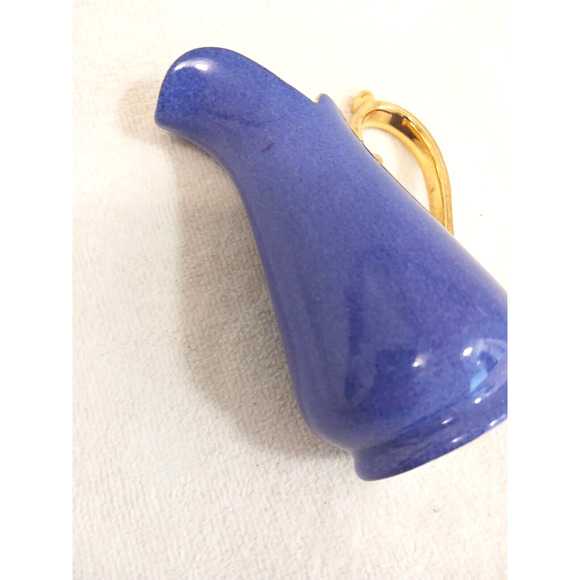 J. Godinger & Co. Antique Blue 14k Gold Leaf Handle Cream Pitcher RARE COLLECT! - Picture 4 of 11